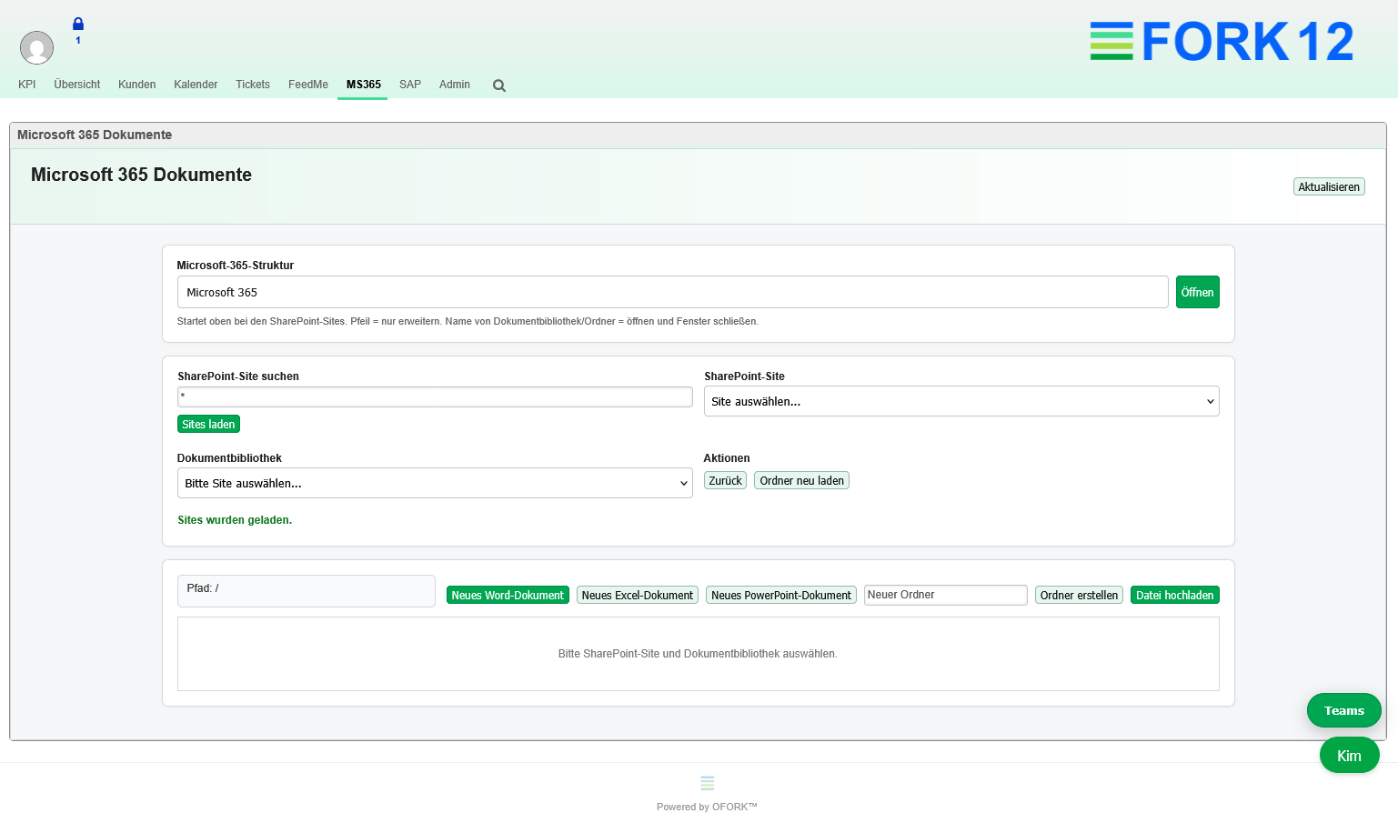 Microsoft 365 Documents in OFORK