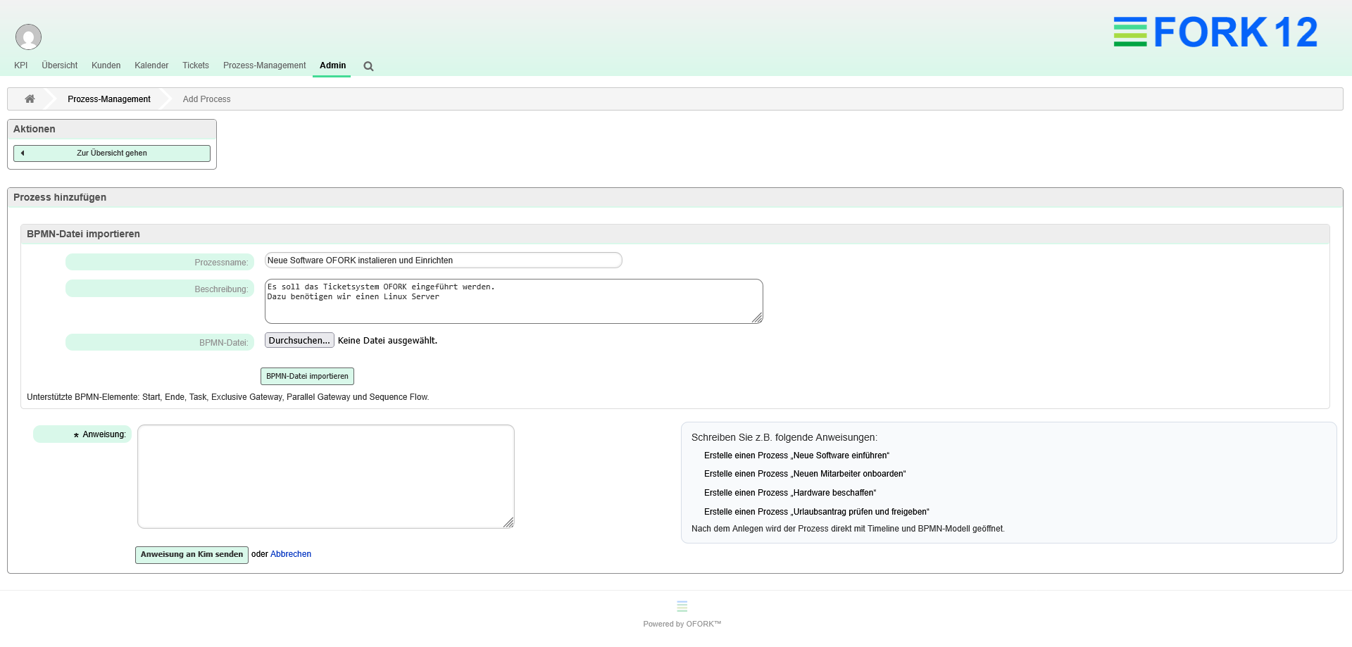 Create OFORK process